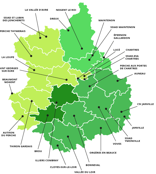 Carte des agences ADMR Eure-et-Loir